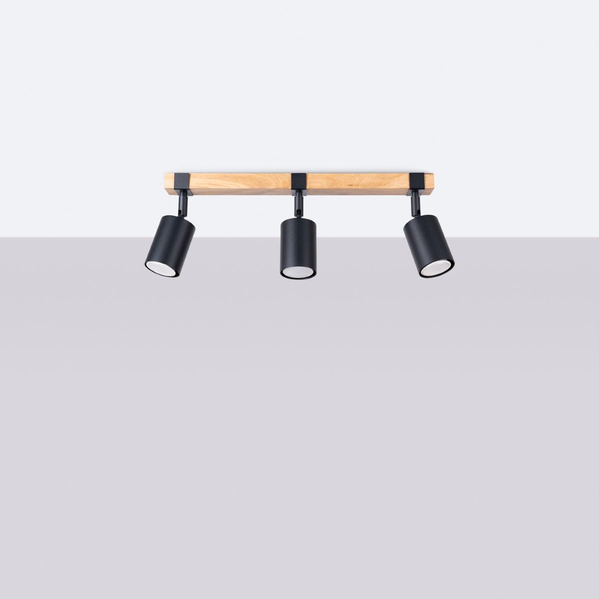 Sollux Lámpara de techo FAGER 3 negra 