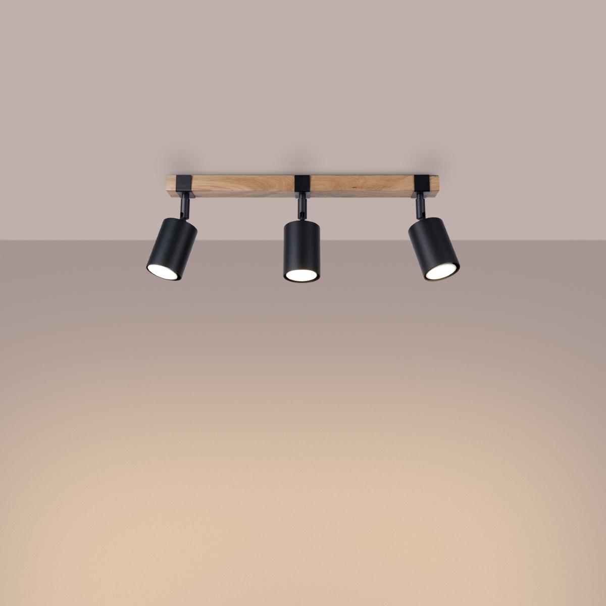 Sollux Lámpara de techo FAGER 3 negra 