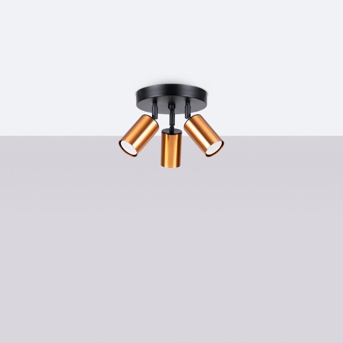 Sollux Lámpara de techo WINX 3P negro/cobre 