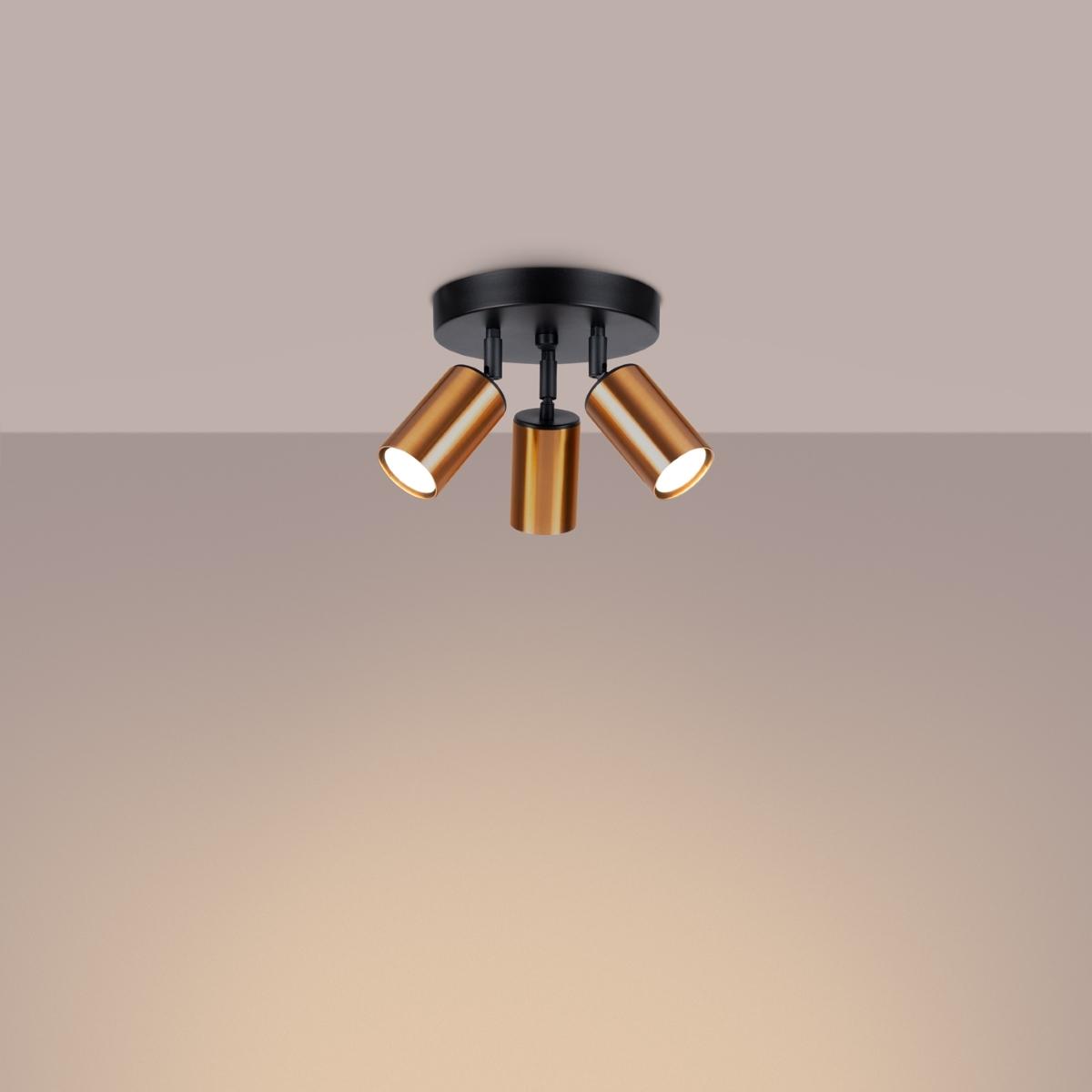 Sollux Lámpara de techo WINX 3P negro/cobre 