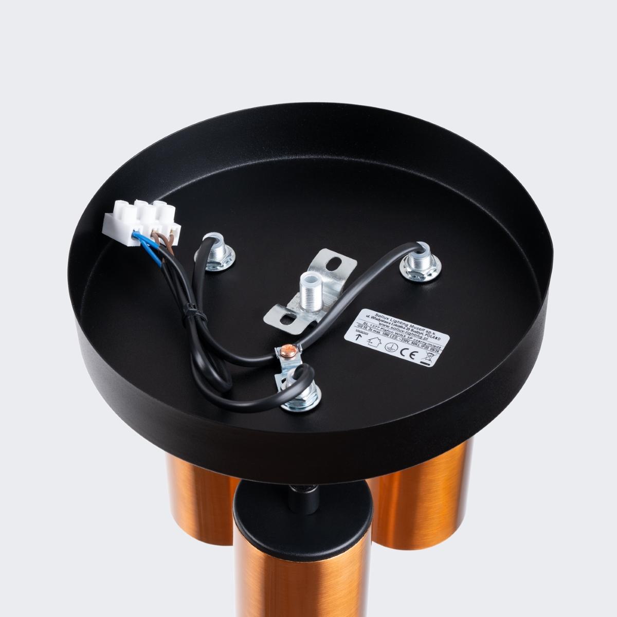 Sollux Lámpara de techo WINX 3P negro/cobre 