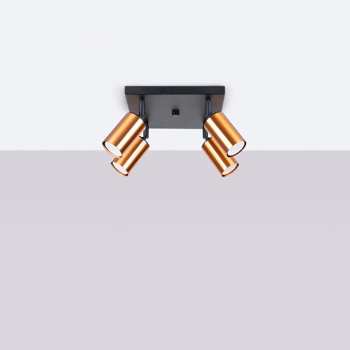 Sollux Lámpara de techo WINX 4 negro/cobre 