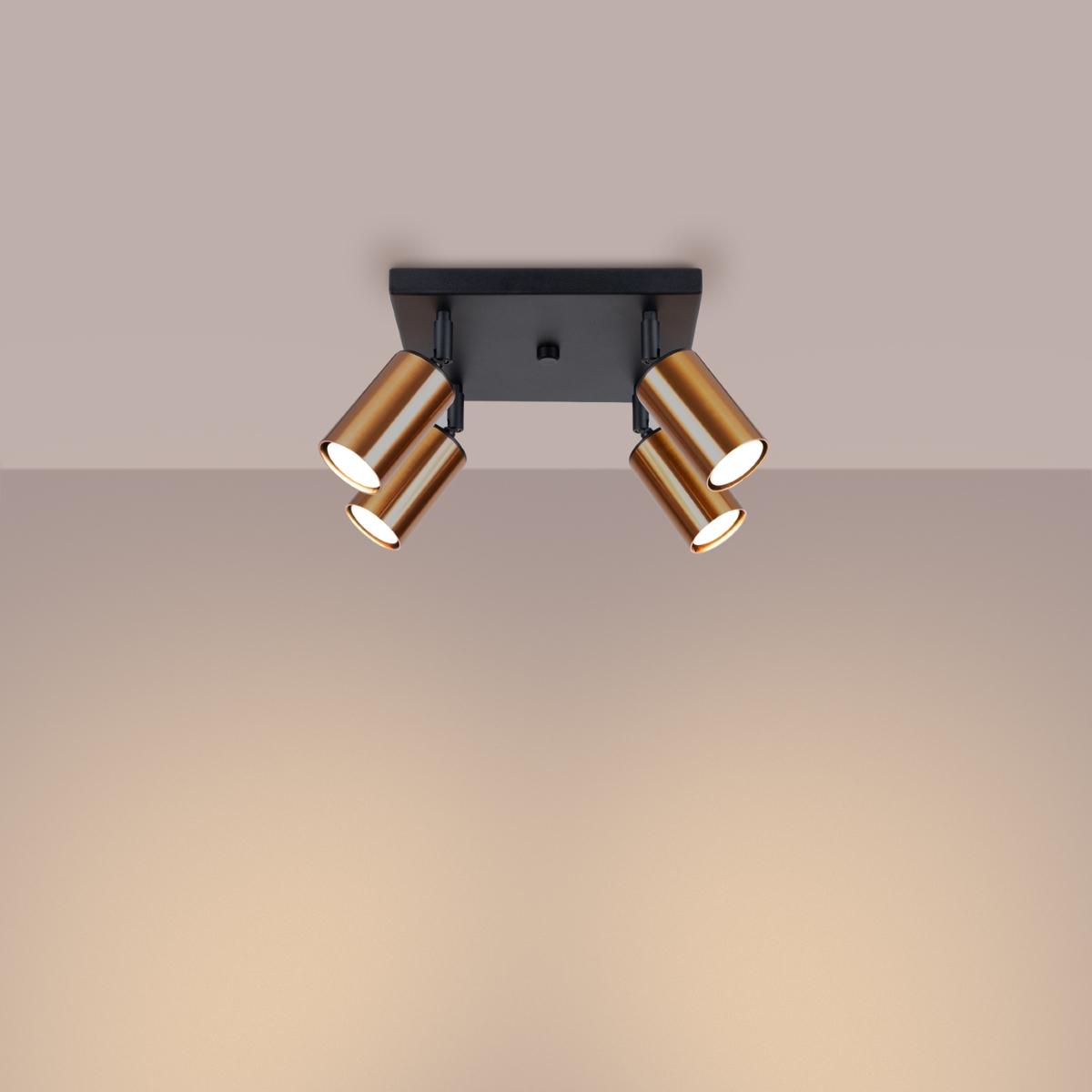 Sollux Lámpara de techo WINX 4 negro/cobre 