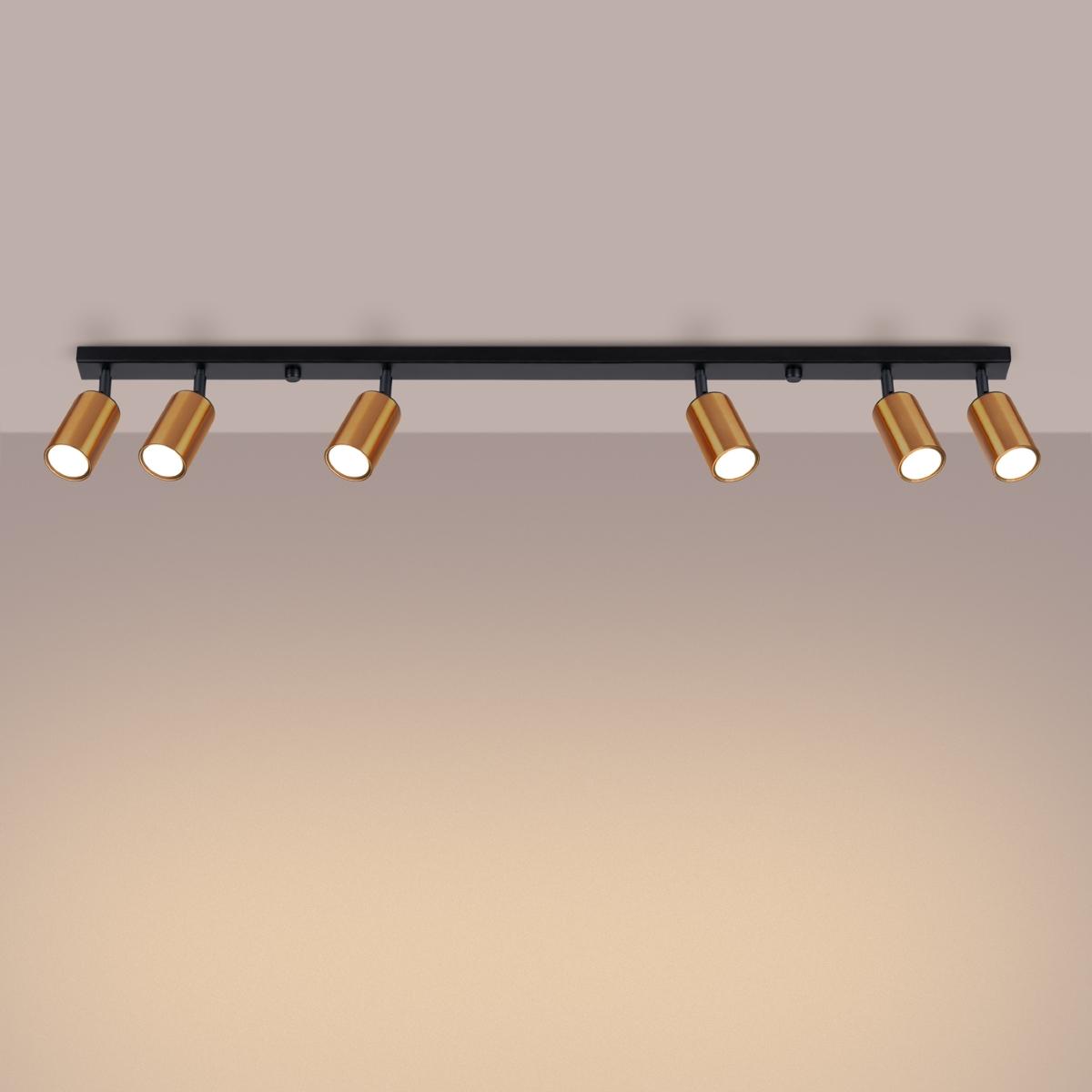 Sollux Lámpara de techo WINX 6L negro/cobre 