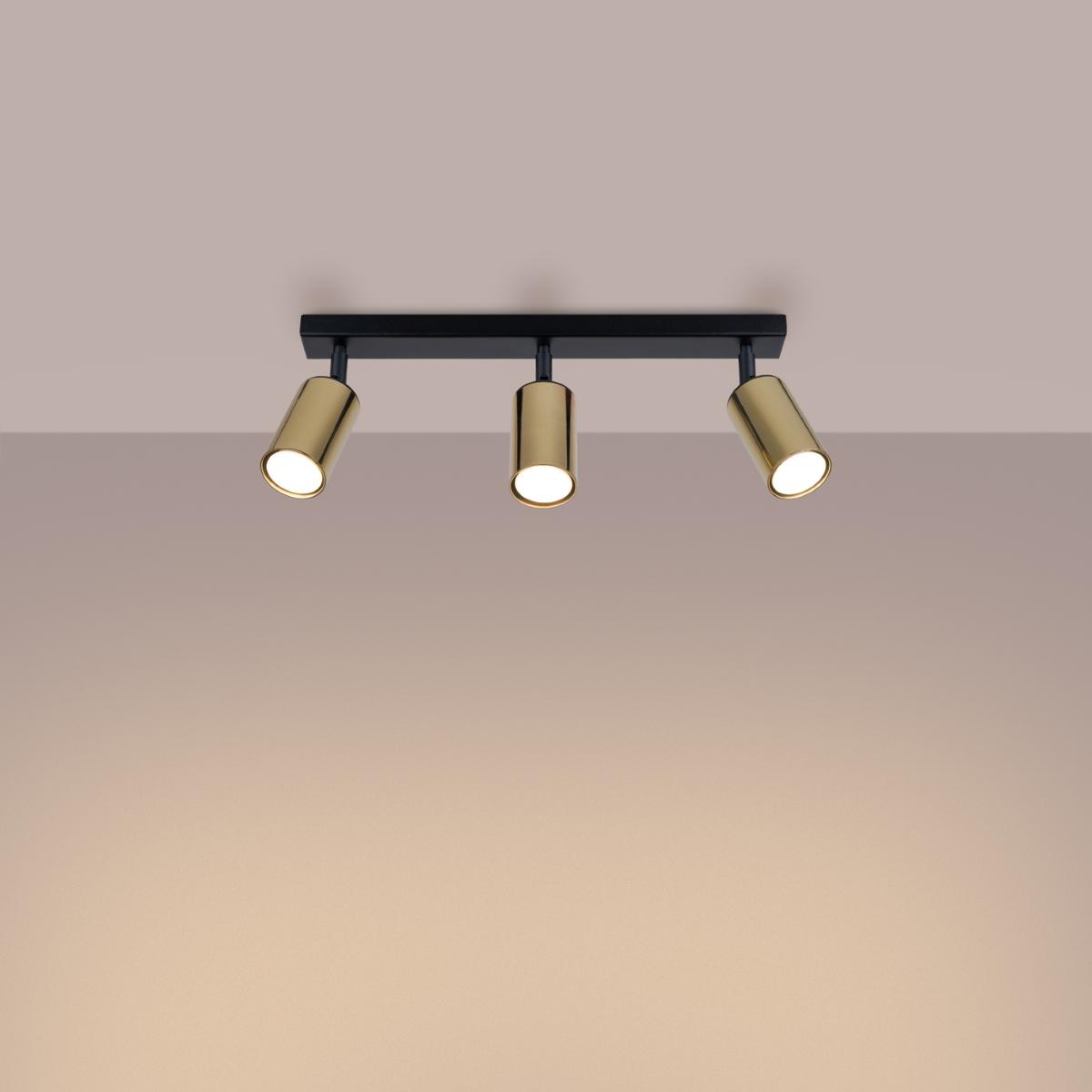 Sollux Lámpara de techo WINX 3 negro/cobre 