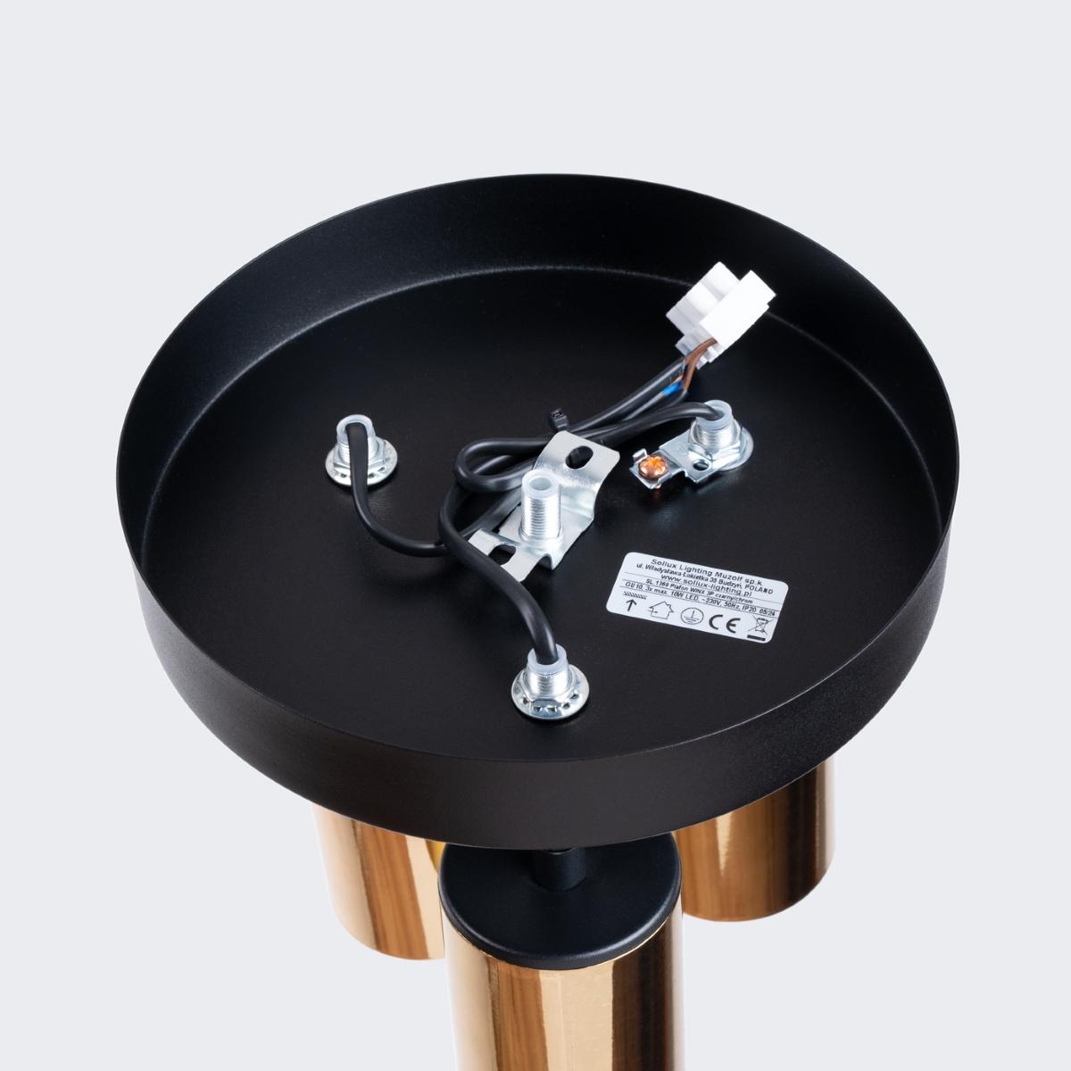 Sollux Lámpara de techo WINX 3P negro/oro 