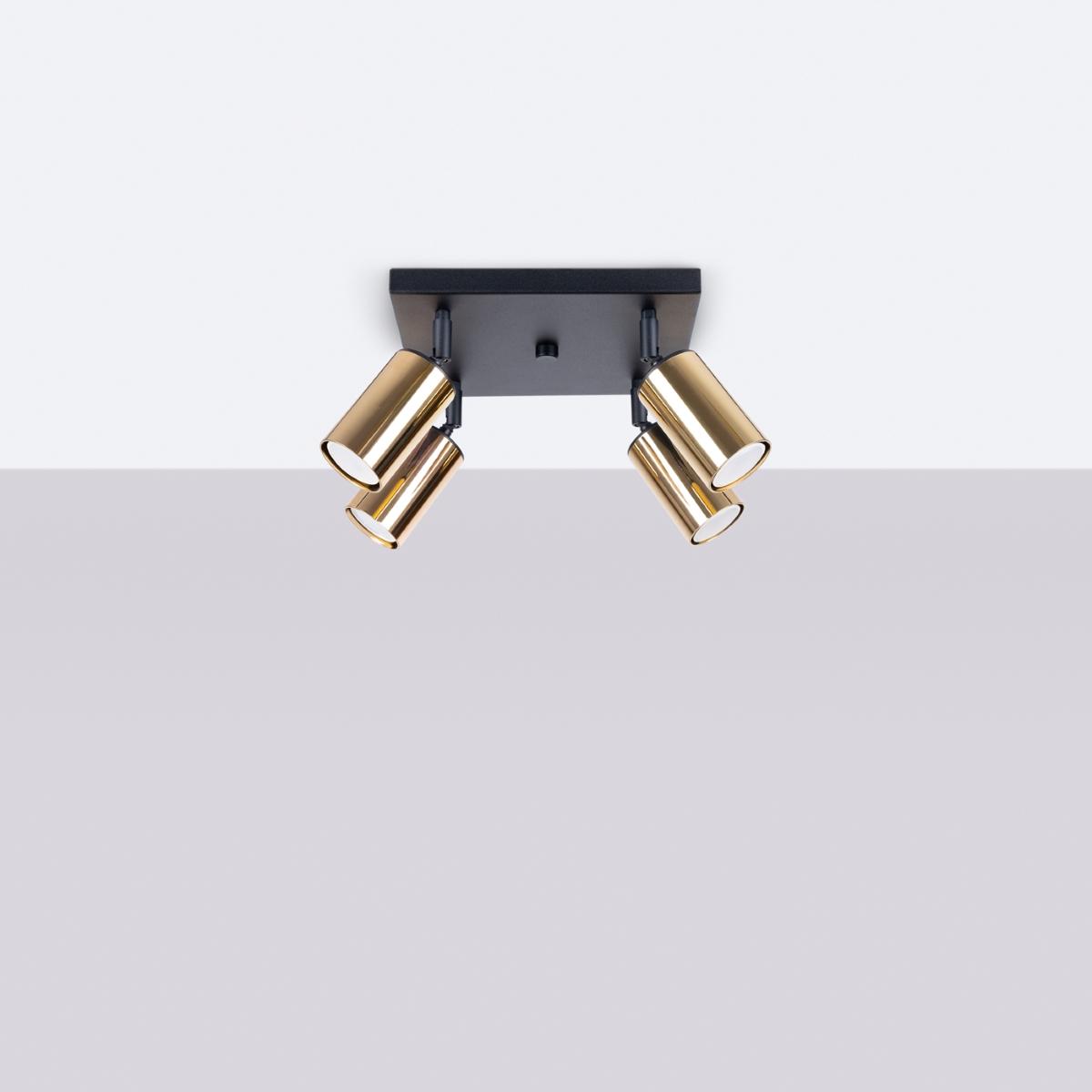 Sollux Lámpara de techo WINX 4 negro/oro 