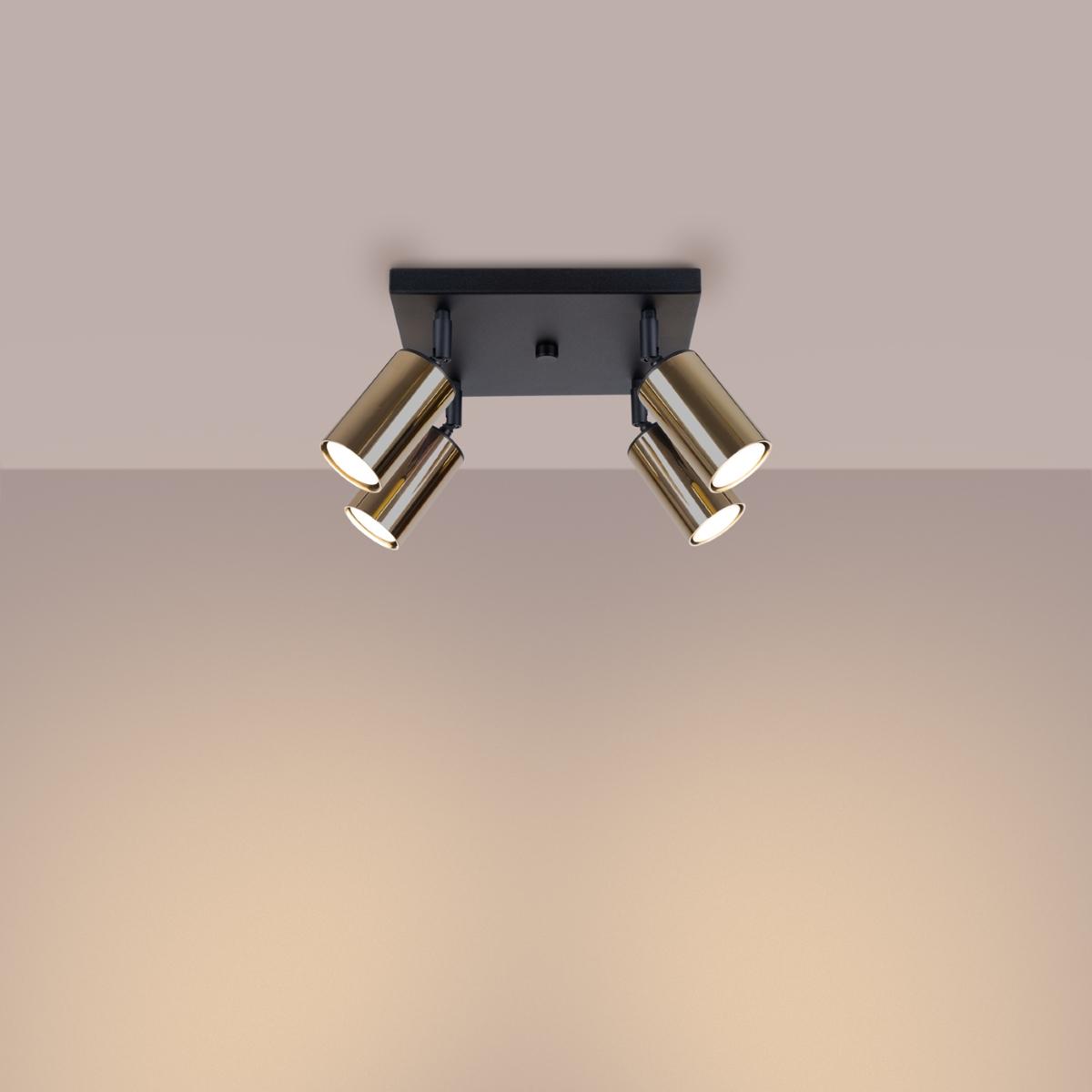 Sollux Lámpara de techo WINX 4 negro/oro 