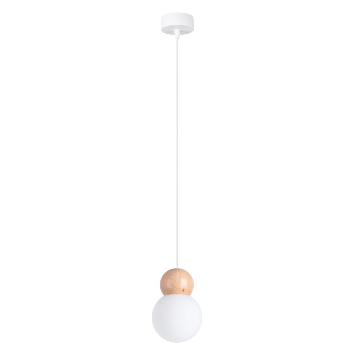Sollux Lámpara colgante PEKKA 1 blanco/madera natural 