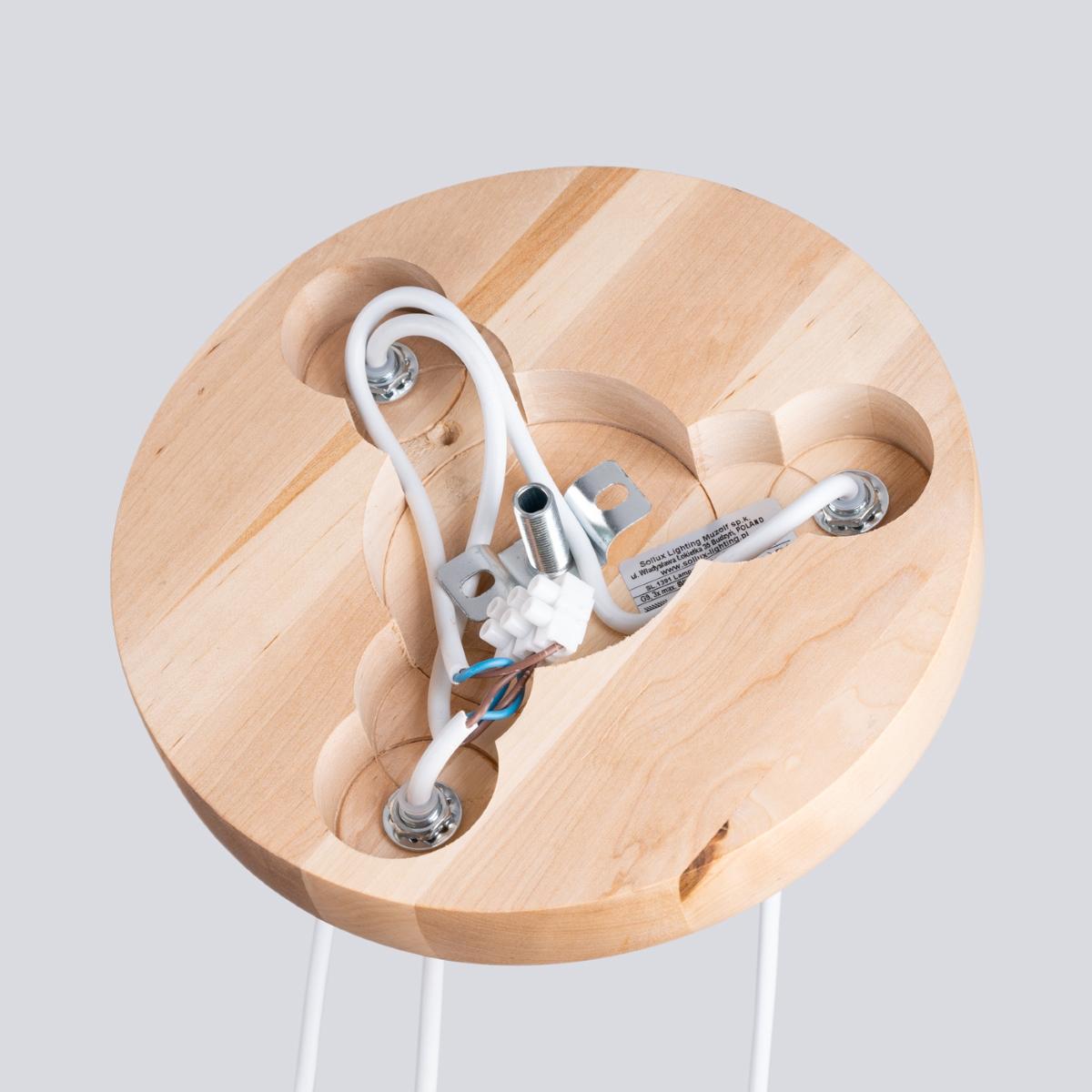 Sollux Lámpara colgante PEKKA 3P blanco/madera natural 