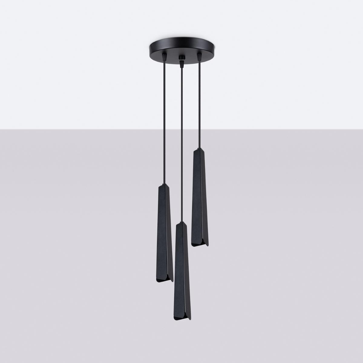 Sollux Lámpara colgante PRYSM 3P negra 