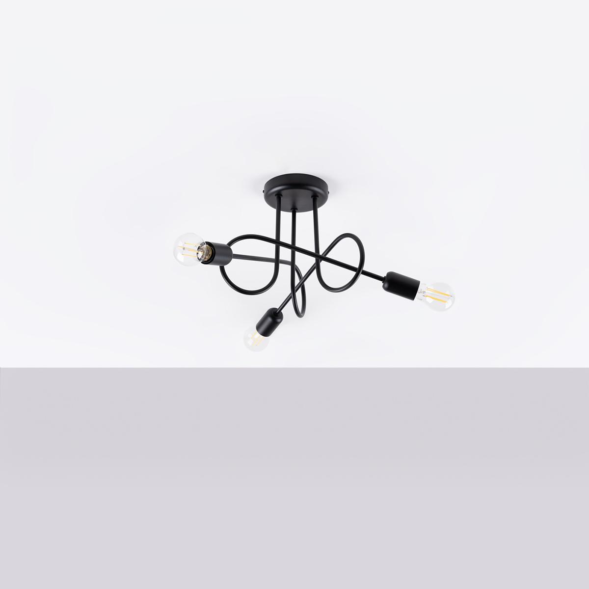 Sollux Lámpara LOOP 3 negra 