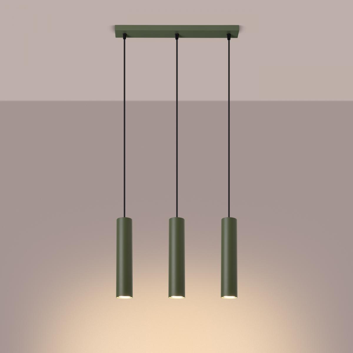 Sollux Lámpara colgante LAGOS 3L verde oliva N/A