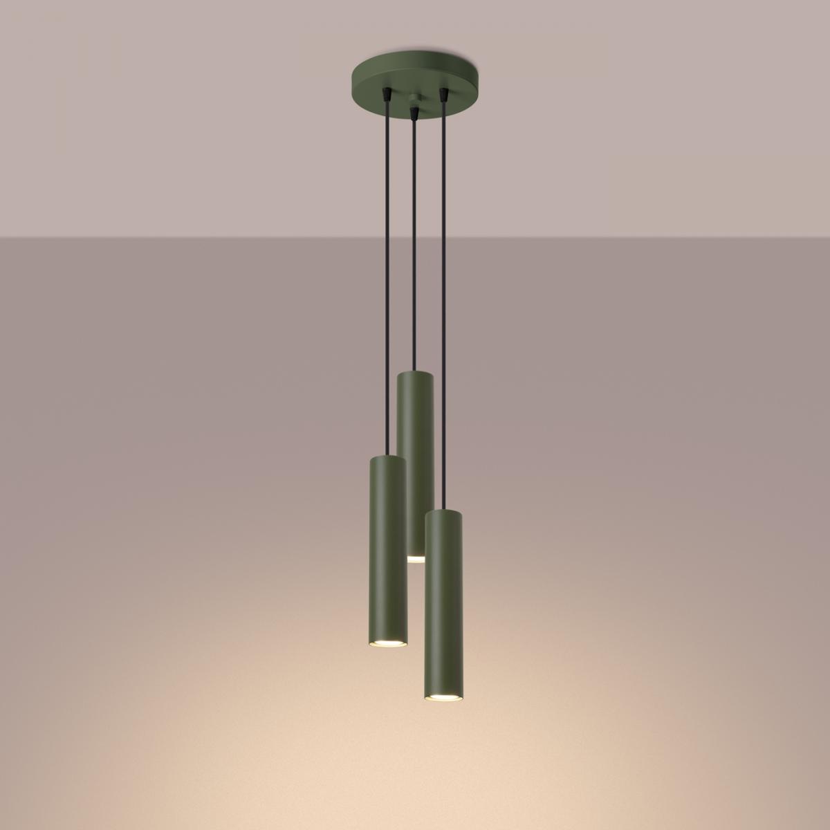 Sollux Lámpara colgante LAGOS 3P verde oliva N/A