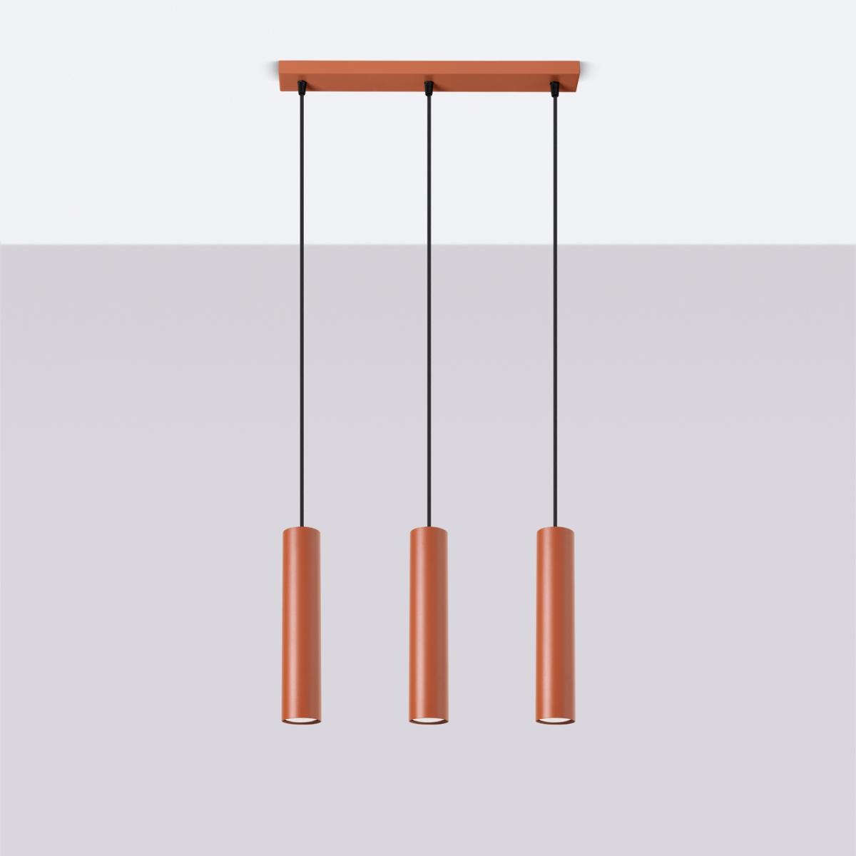 Sollux Lámpara colgante LAGOS 3L rojo ocre N/A