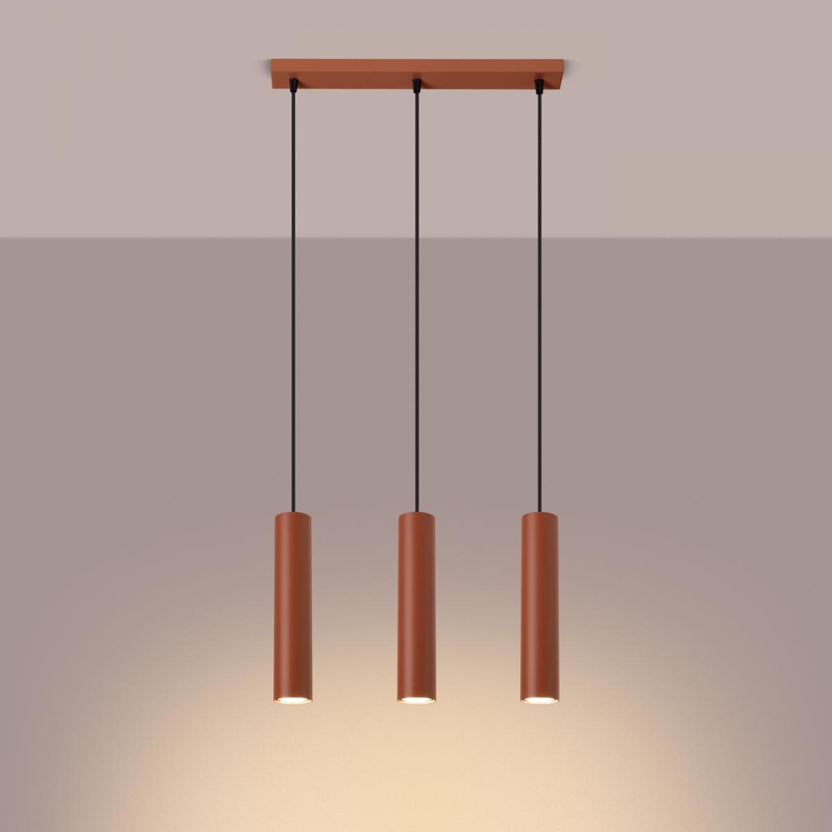 Sollux Lámpara colgante LAGOS 3L rojo ocre N/A