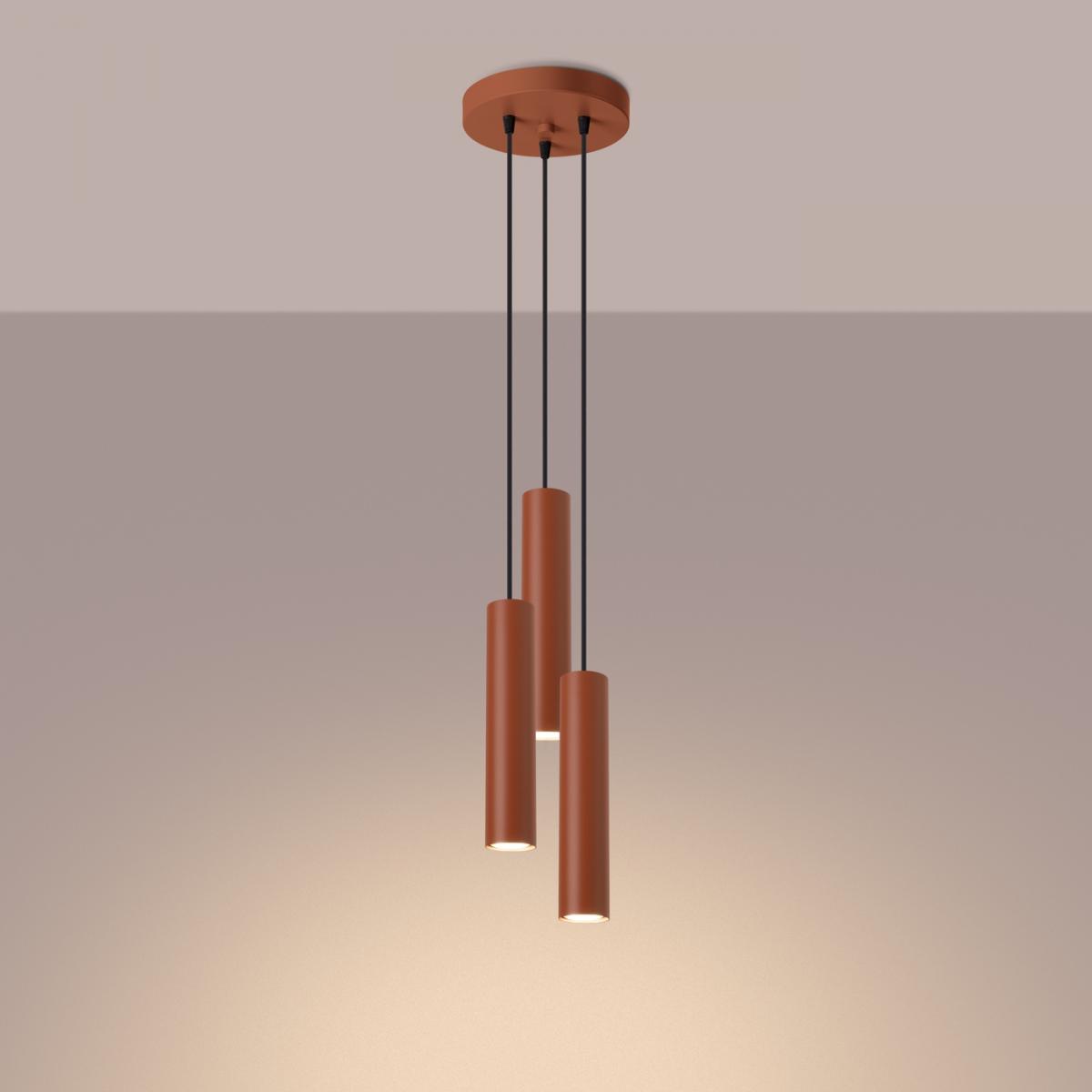 Sollux Lámpara colgante LAGOS 3P rojo ocre N/A