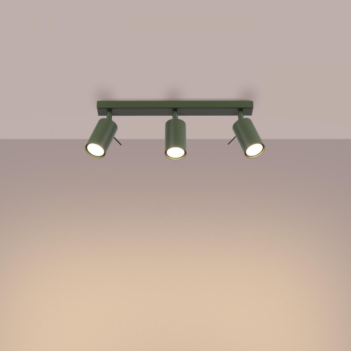 Sollux Lámpara de techo RING 3L verde oliva N/A