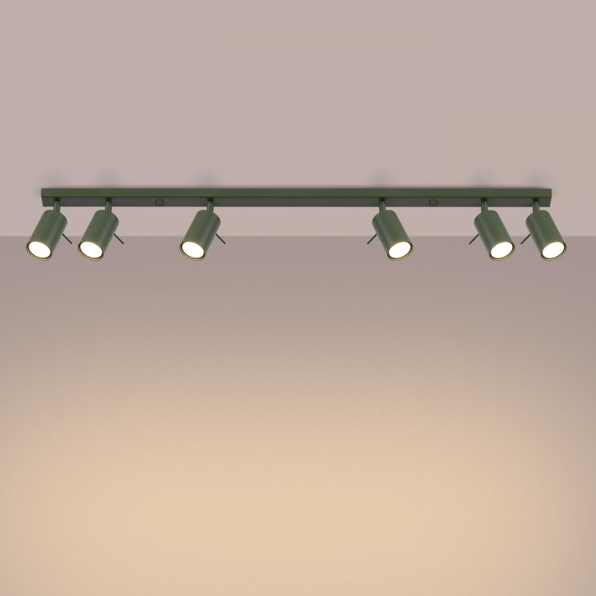 Sollux Lámpara de techo RING 6L verde oliva N/A