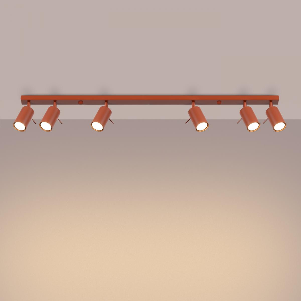 Sollux Plafón RING 6L rojo ocre N/A