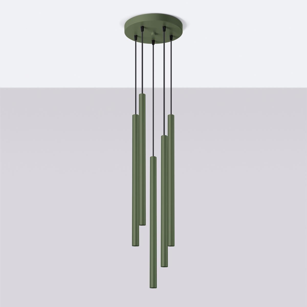 Sollux Lámpara colgante PASTELO 5P verde oliva N/A
