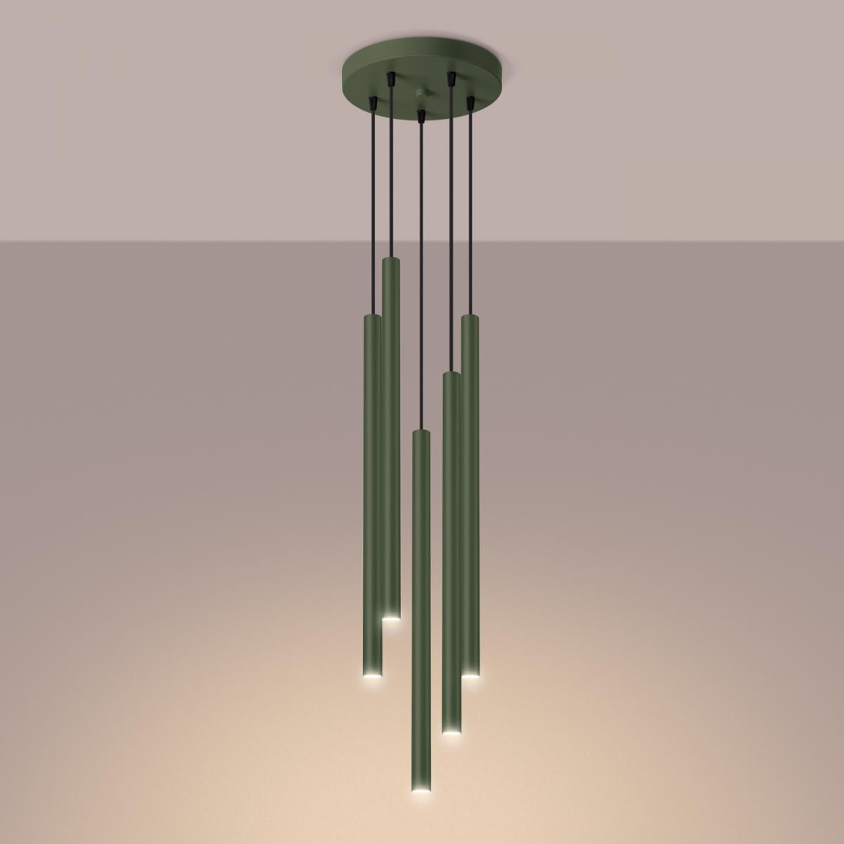 Sollux Lámpara colgante PASTELO 5P verde oliva N/A
