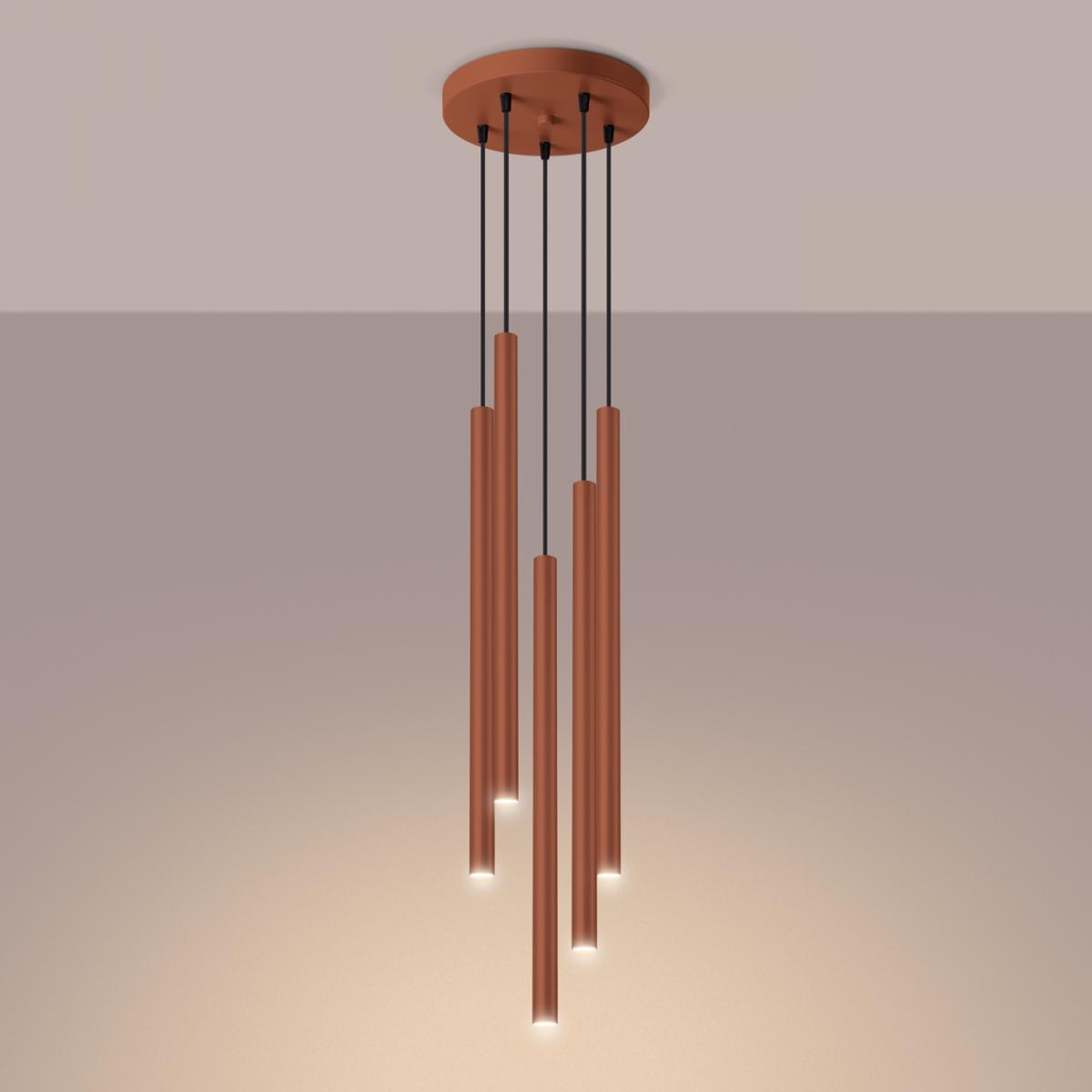 Sollux Lámpara colgante PASTELO 5P rojo ocre N/A