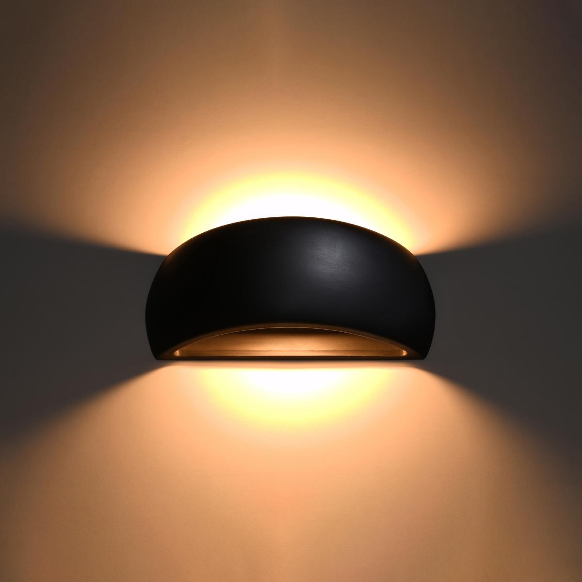 Sollux Aplique de cerámica PONTIUS negro 