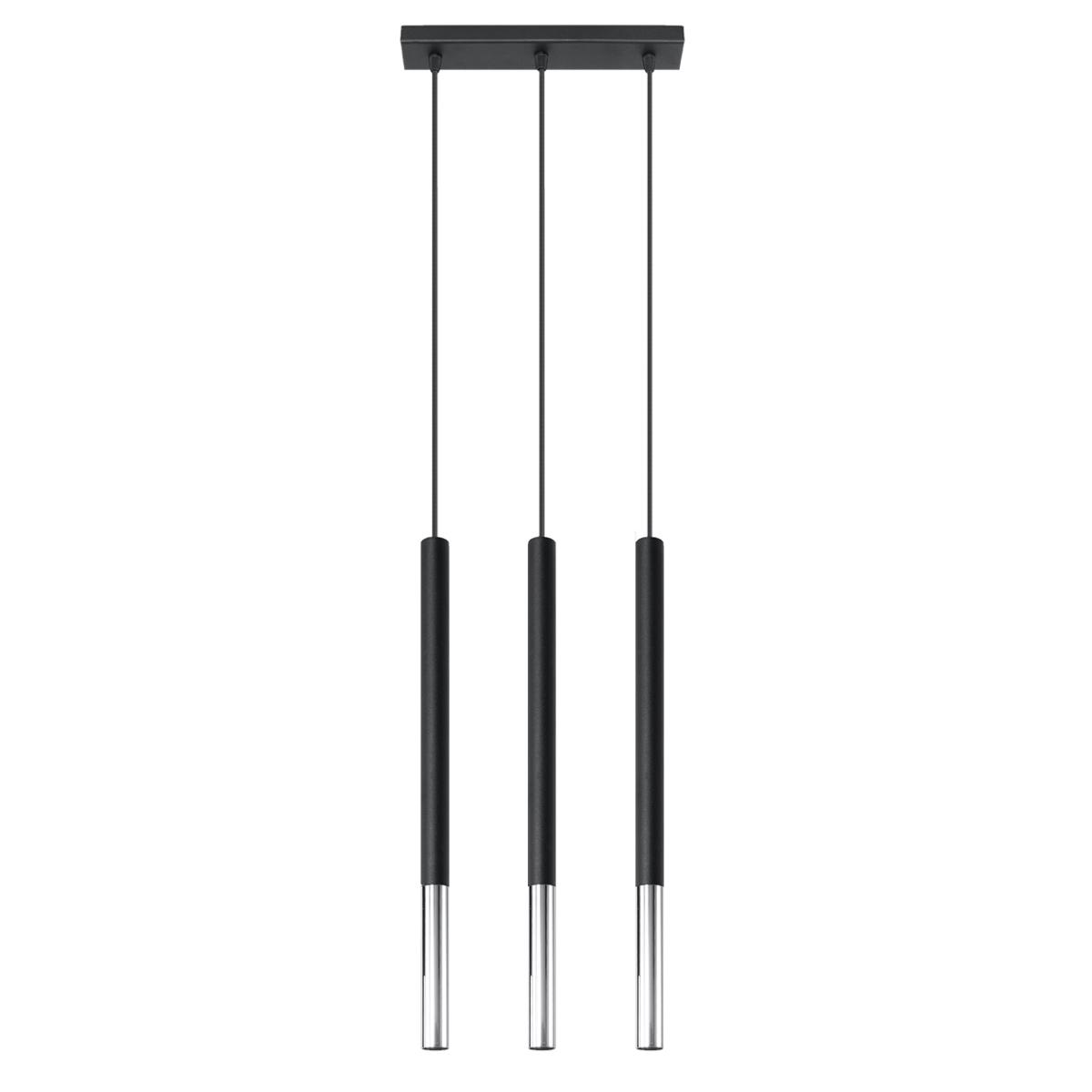 Sollux Lámpara colgante MOZAICA 3L negro/cromo 
