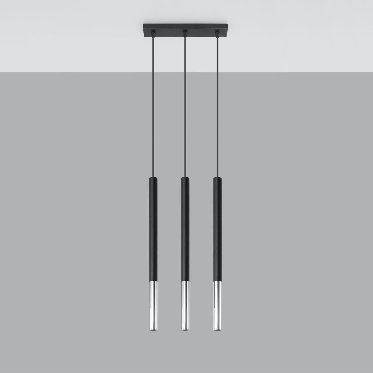 Sollux Lámpara colgante MOZAICA 3L negro/cromo 