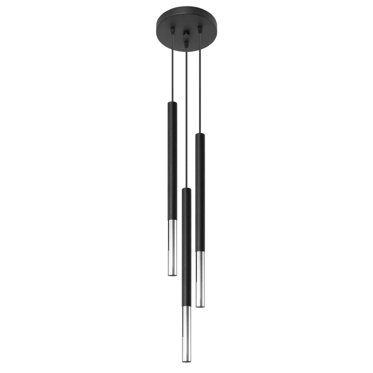 Sollux Lámpara colgante MOZAICA 3P negro/cromo 