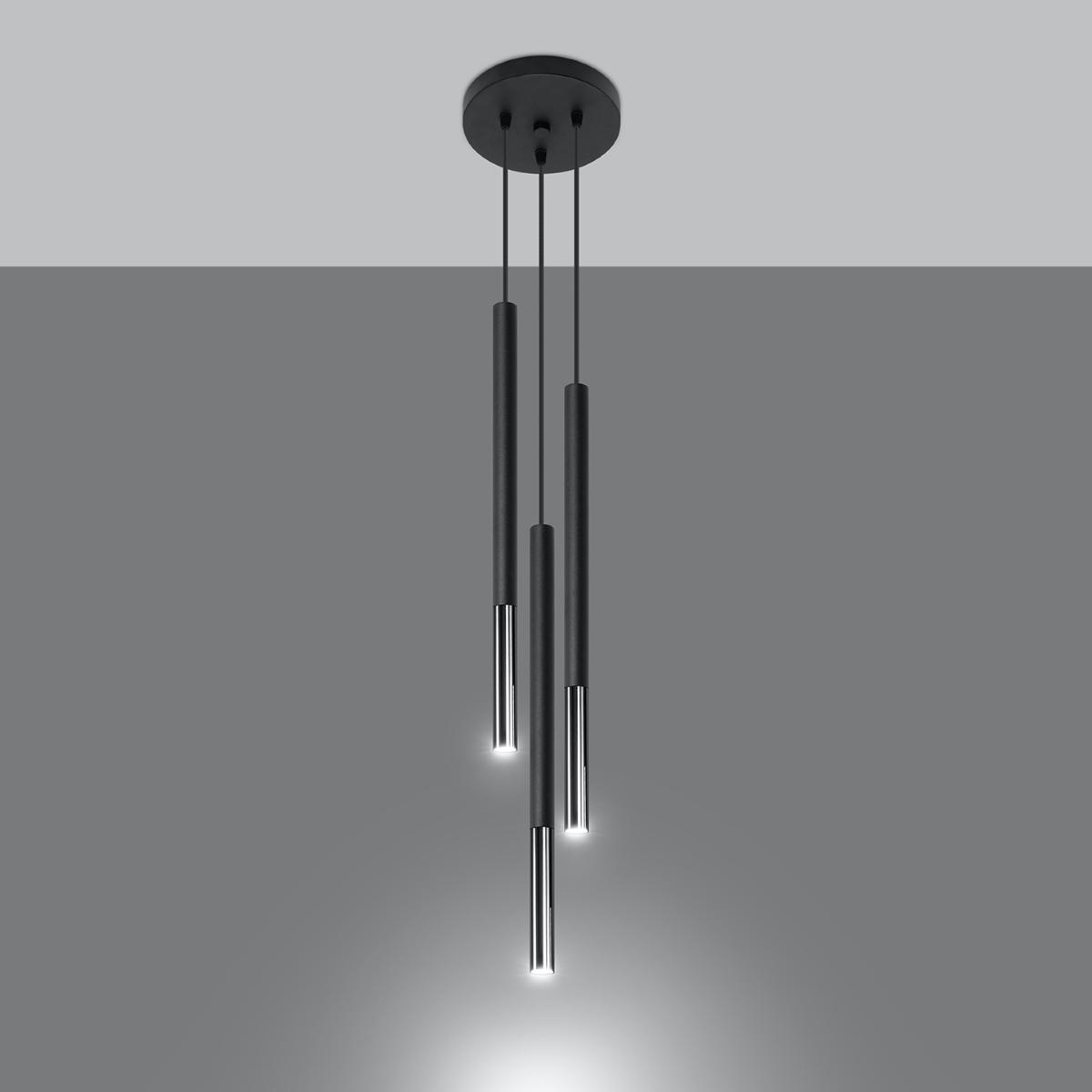 Sollux Lámpara colgante MOZAICA 3P negro/cromo 