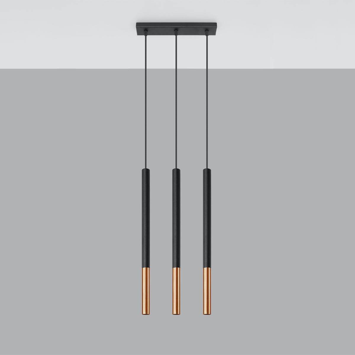 Sollux Lámpara colgante MOZAICA 3L negro/cobre 