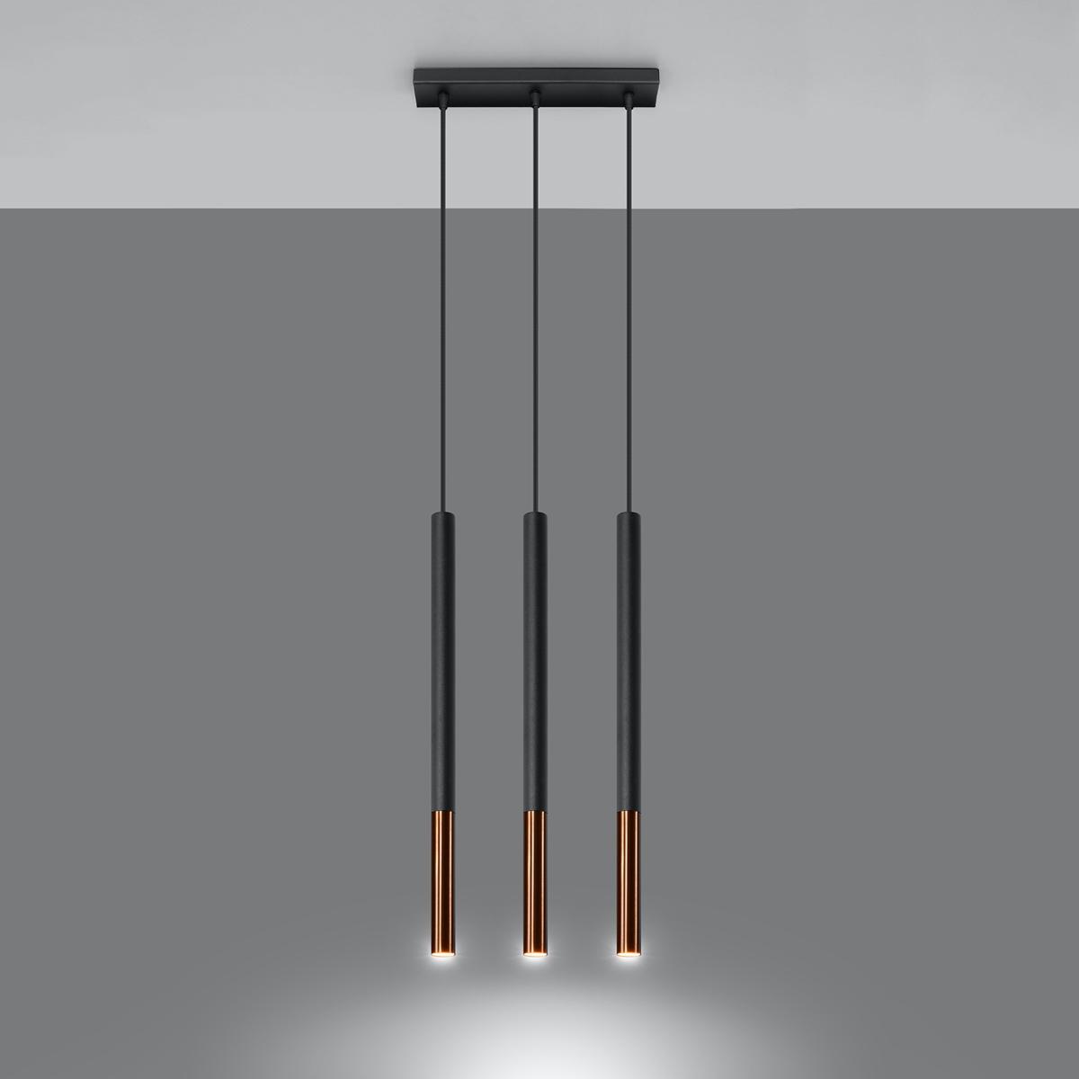 Sollux Lámpara colgante MOZAICA 3L negro/cobre 