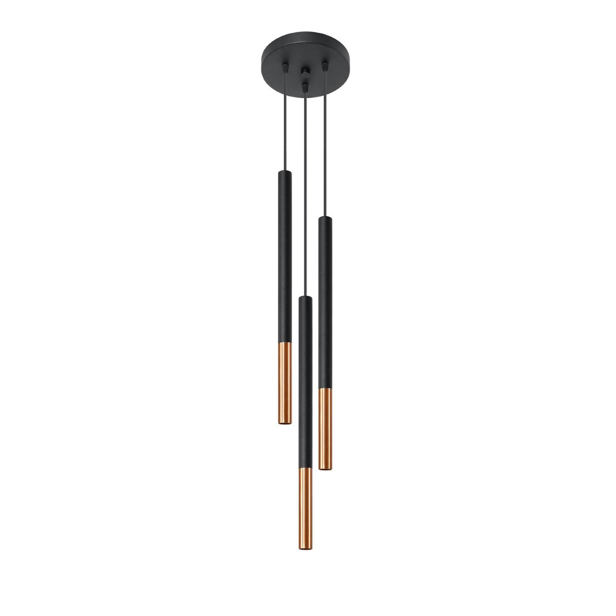Sollux Lámpara colgante MOZAICA 3P negro/cobre 