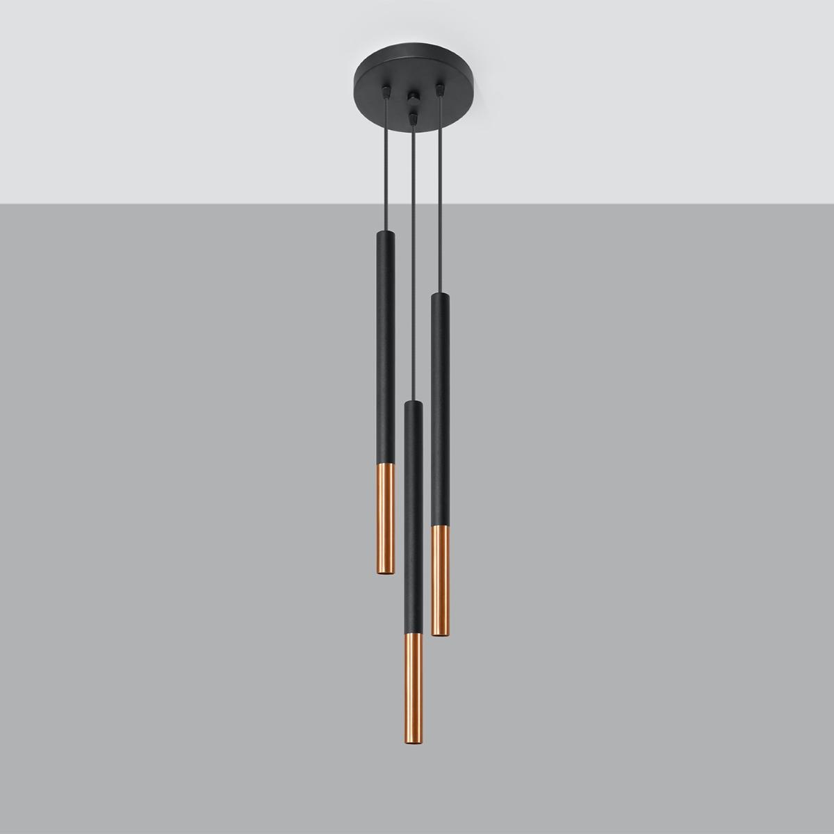 Sollux Lámpara colgante MOZAICA 3P negro/cobre 