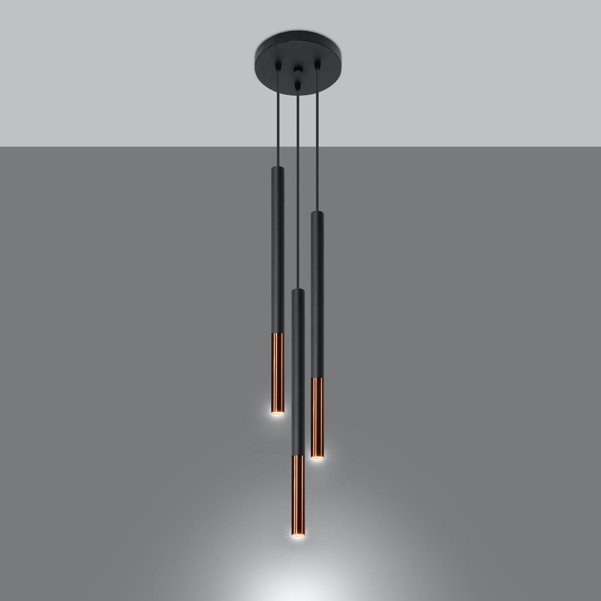 Sollux Lámpara colgante MOZAICA 3P negro/cobre 
