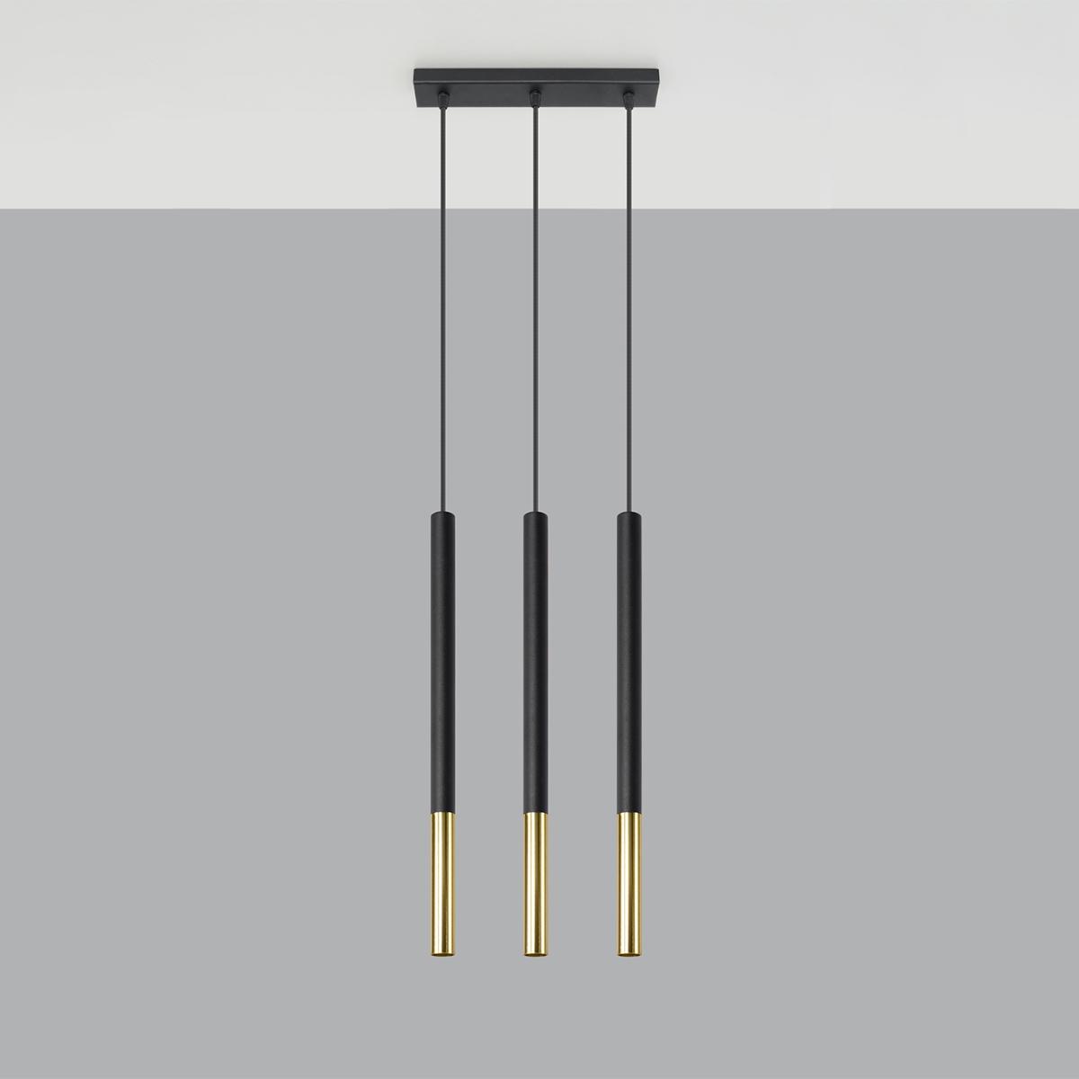 Sollux Lámpara colgante MOZAICA 3L negro/dorado 
