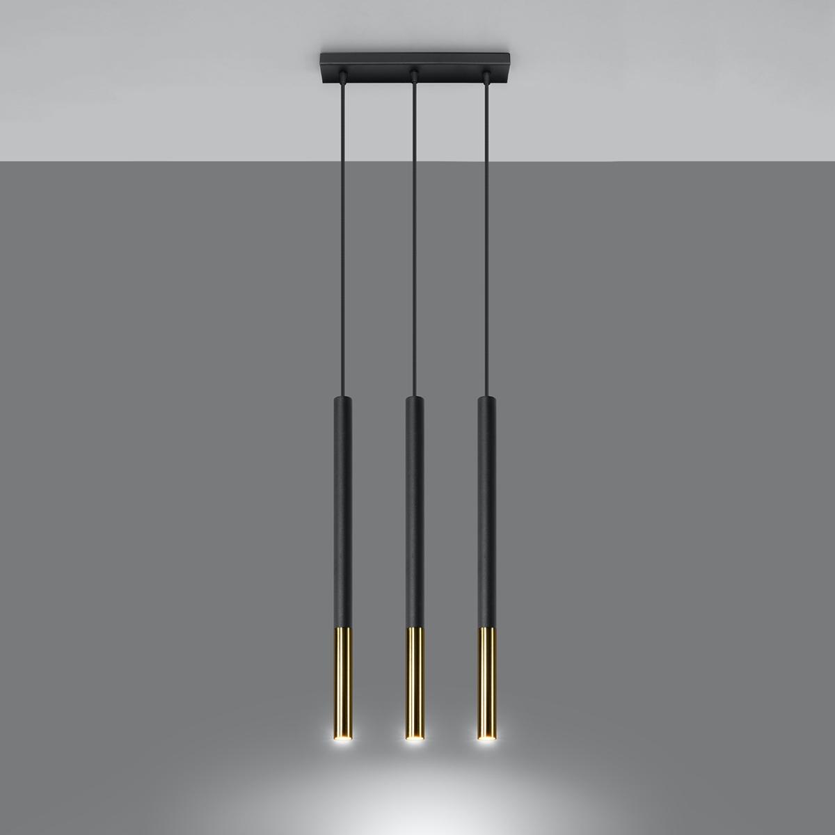 Sollux Lámpara colgante MOZAICA 3L negro/dorado 