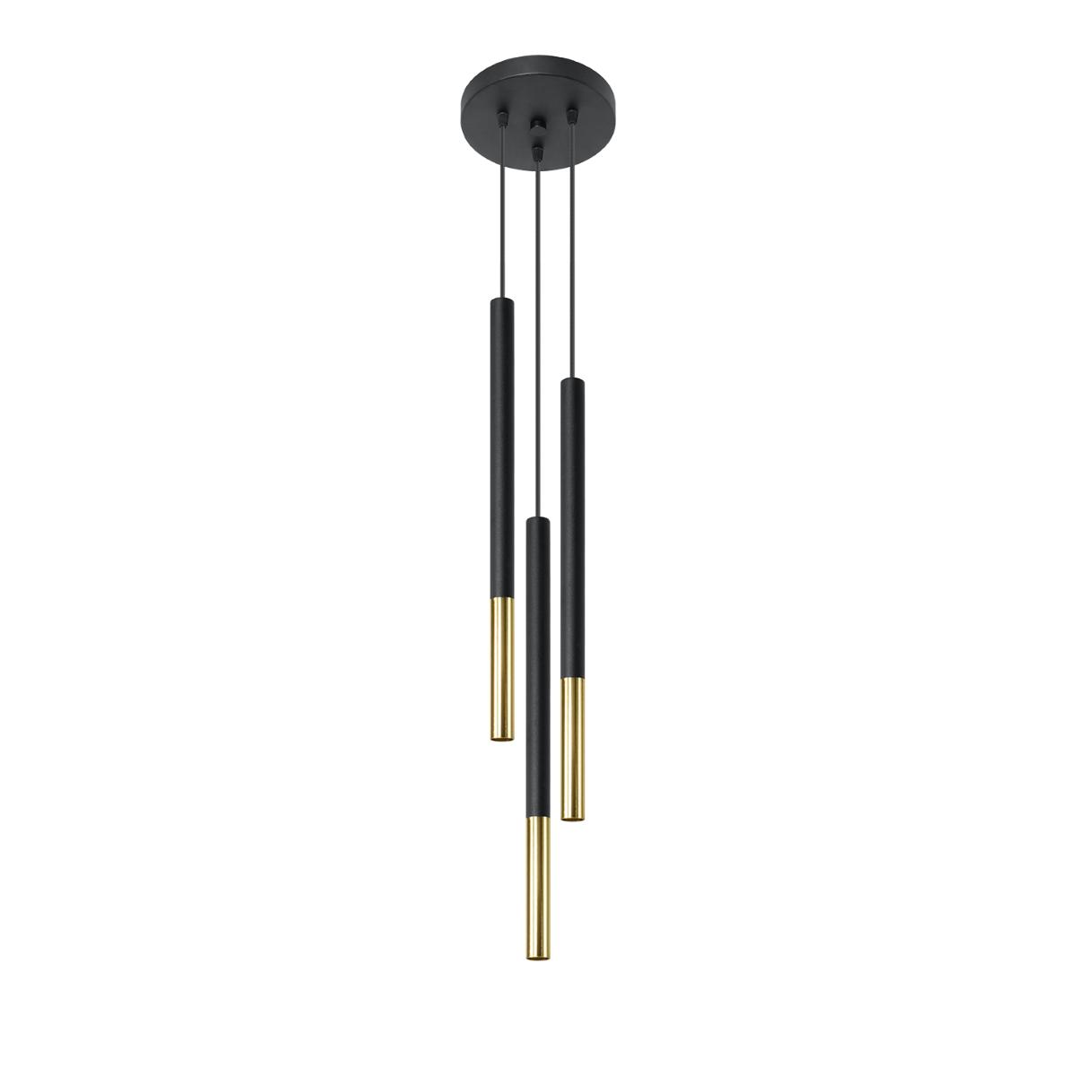 Sollux Lámpara colgante MOZAICA 3P negro/dorado 
