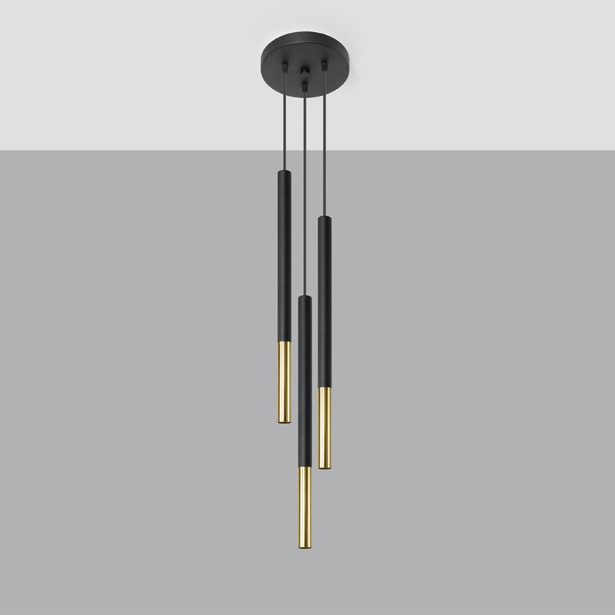 Sollux Lámpara colgante MOZAICA 3P negro/dorado 