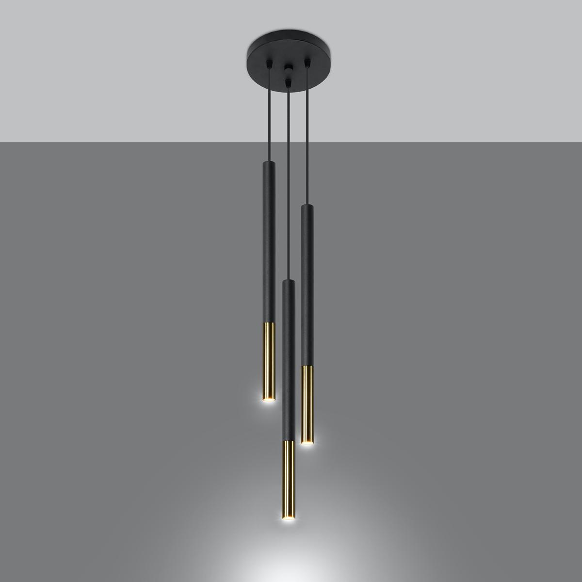 Sollux Lámpara colgante MOZAICA 3P negro/dorado 
