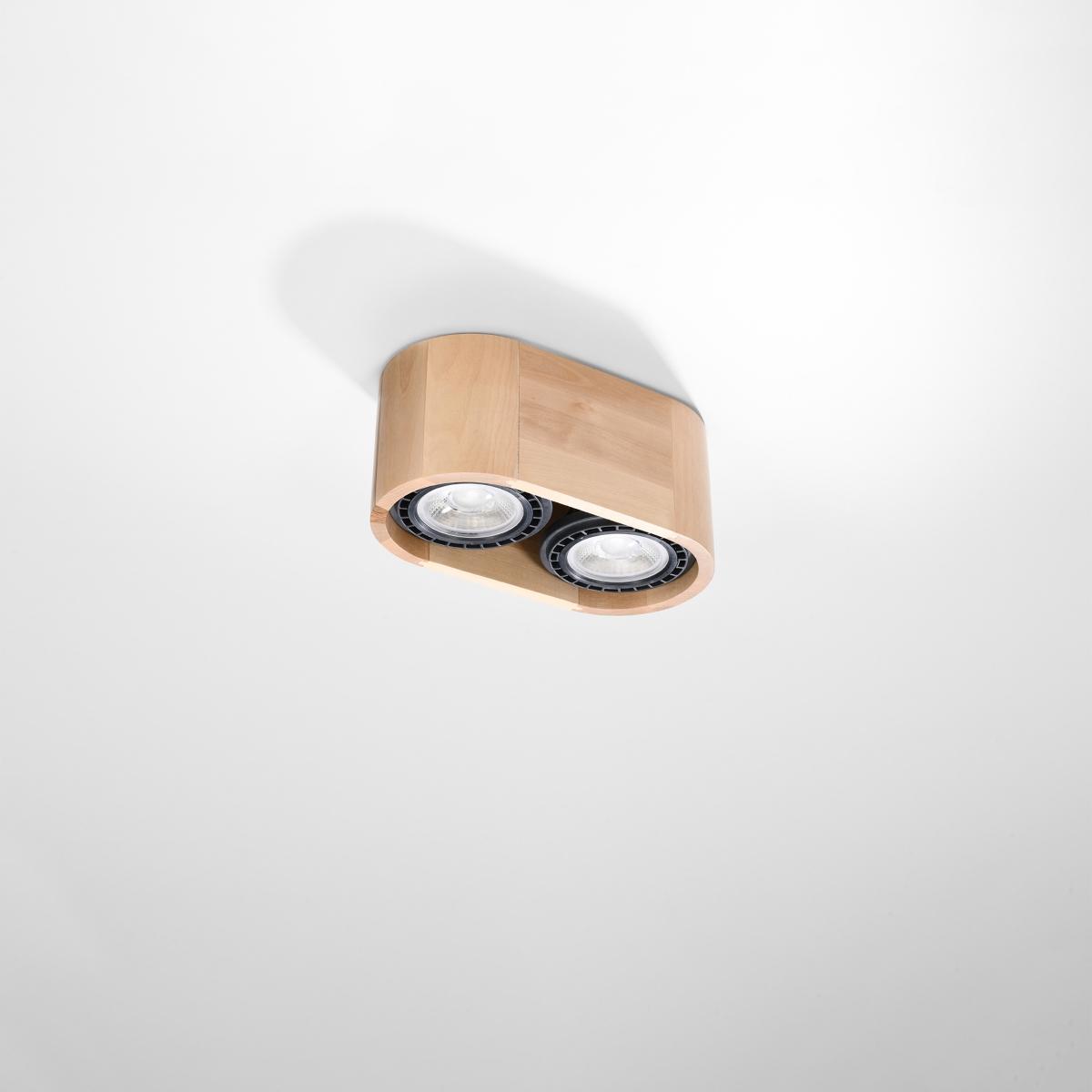 Sollux Lámpara de techo BASIC 2 madera natural 