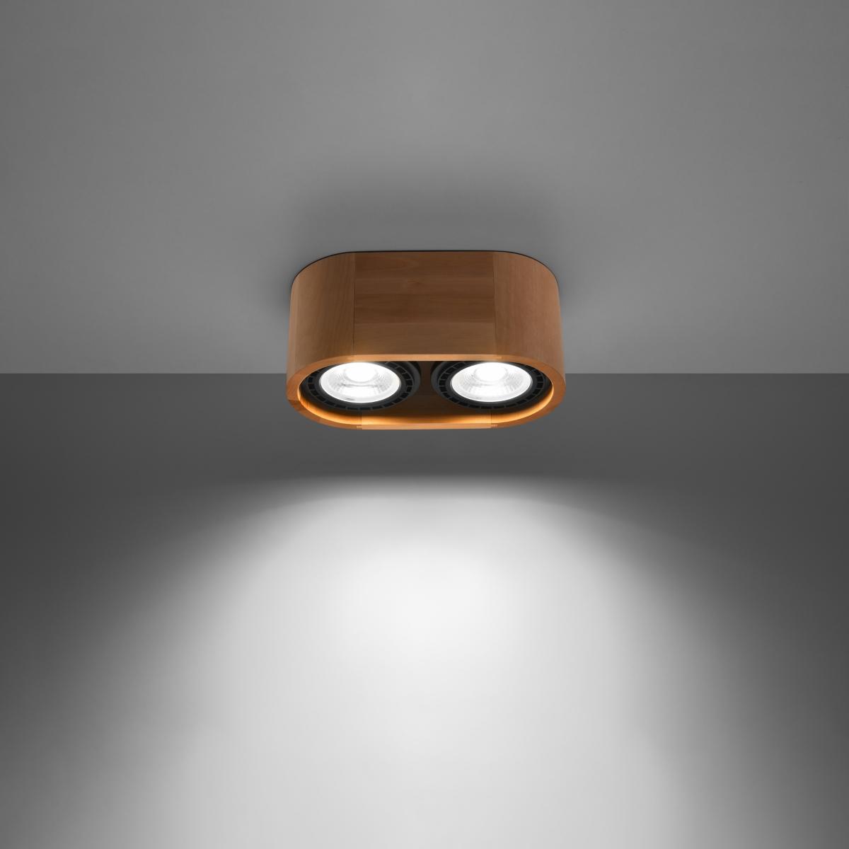 Sollux Lámpara de techo BASIC 2 madera natural 