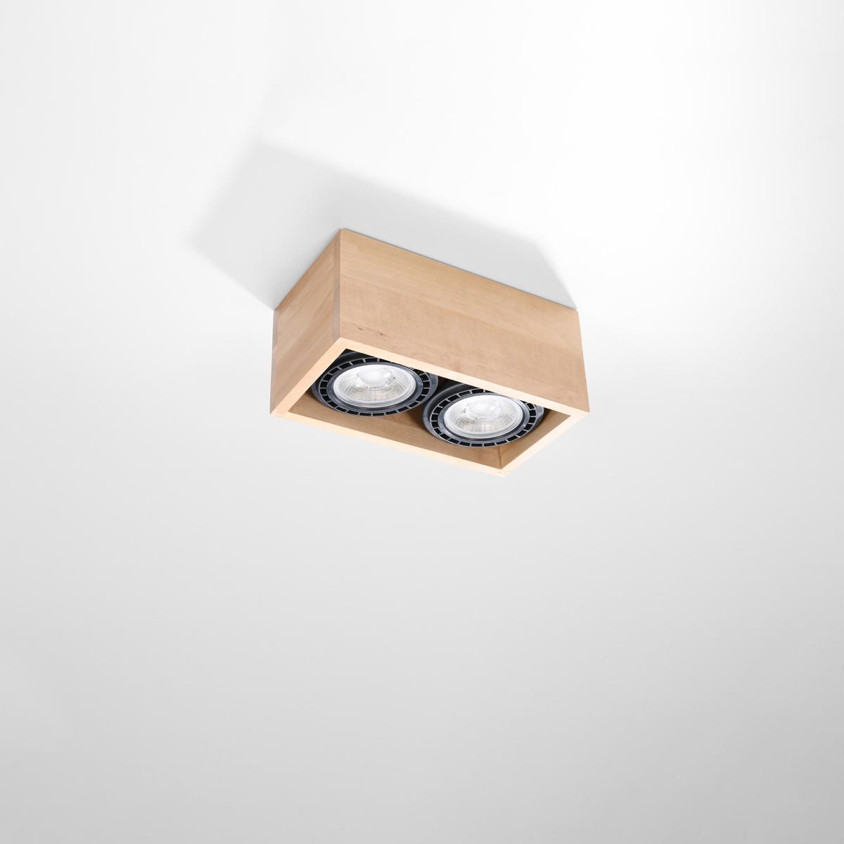 Sollux Lámpara de techo QUATRO 2 madera natural 