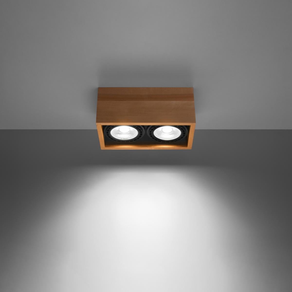 Sollux Lámpara de techo QUATRO 2 madera natural 