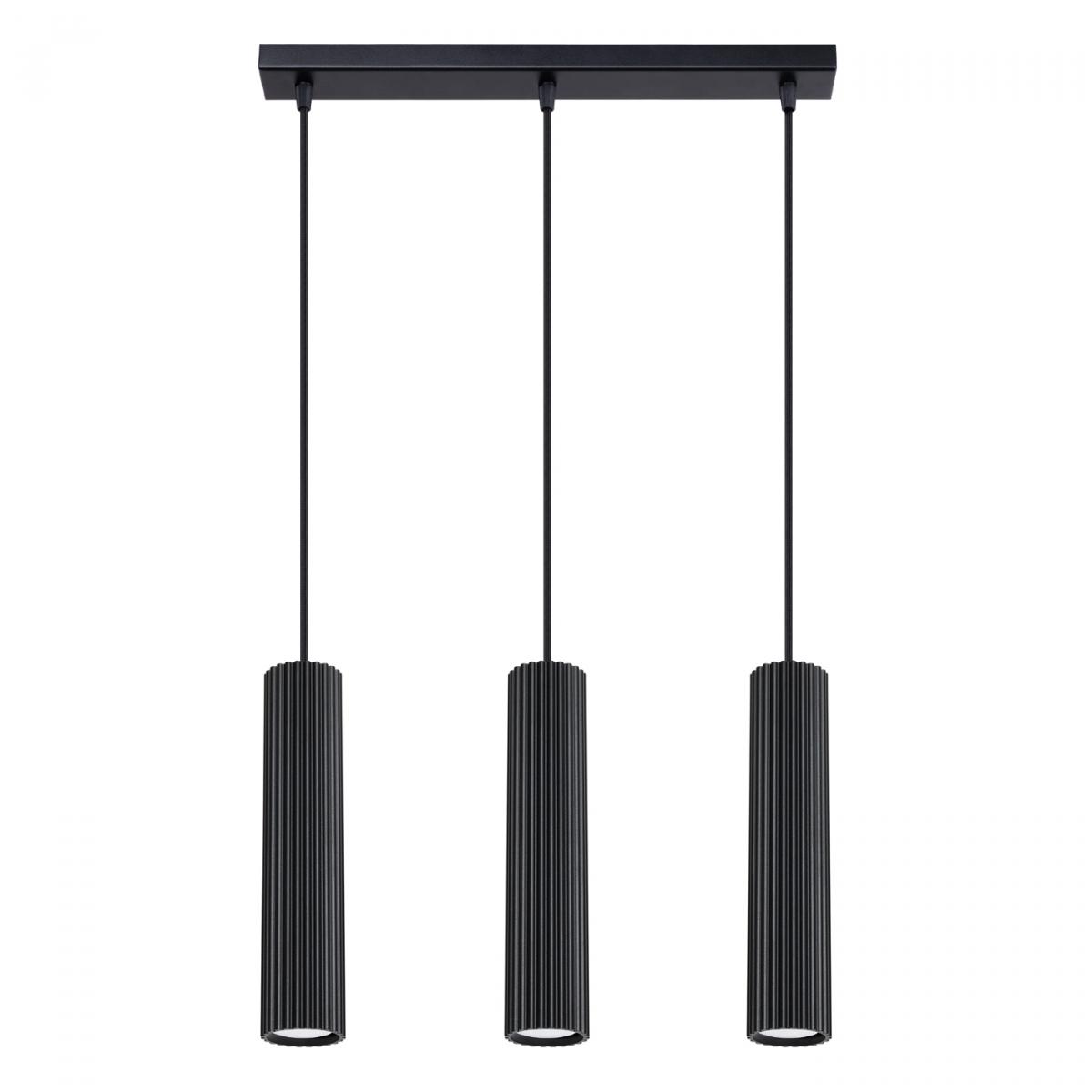 Sollux Lámpara colgante KARBON 3L negra N/A