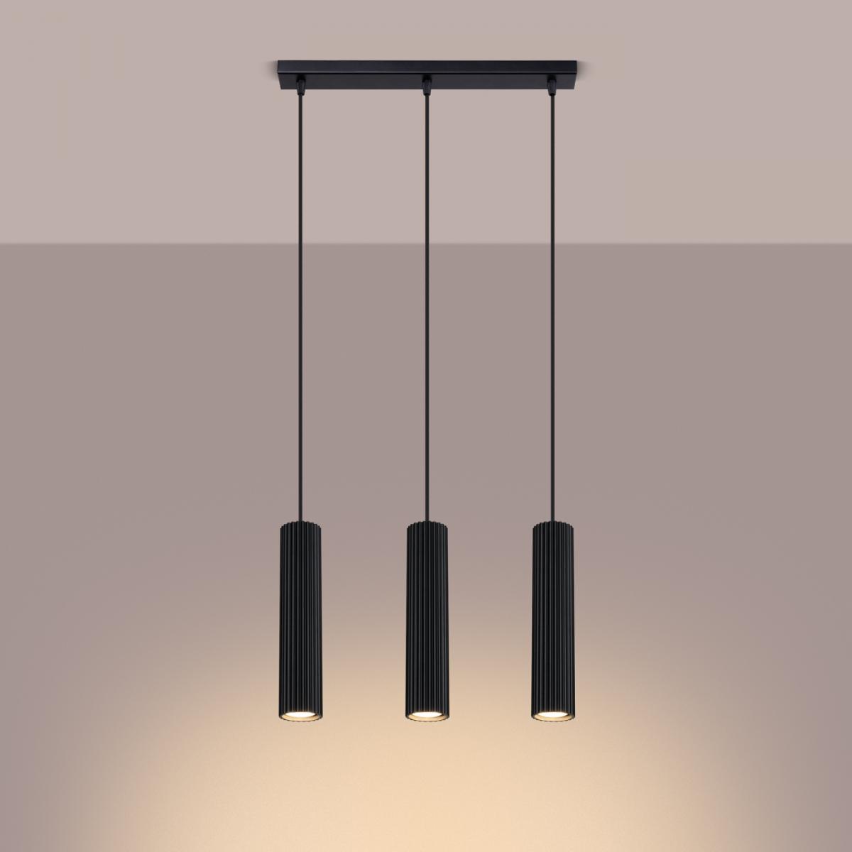 Sollux Lámpara colgante KARBON 3L negra N/A