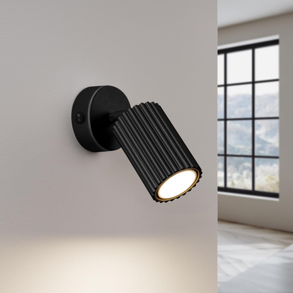 Sollux Aplique KARBON negro con interruptor N/A