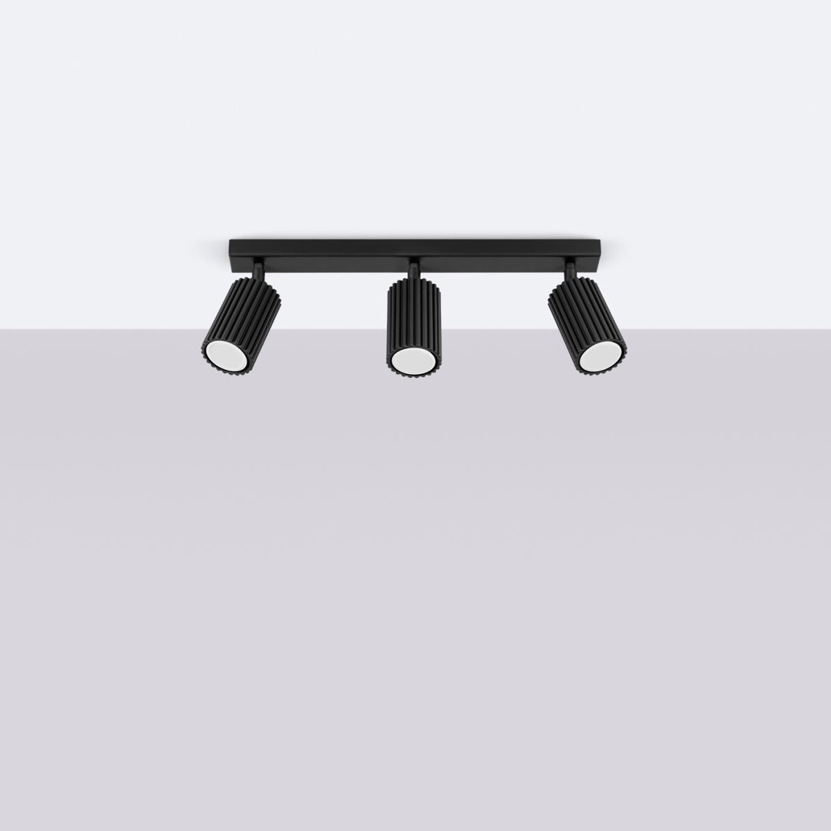 Sollux Lámpara de techo KARBON 3L negra N/A